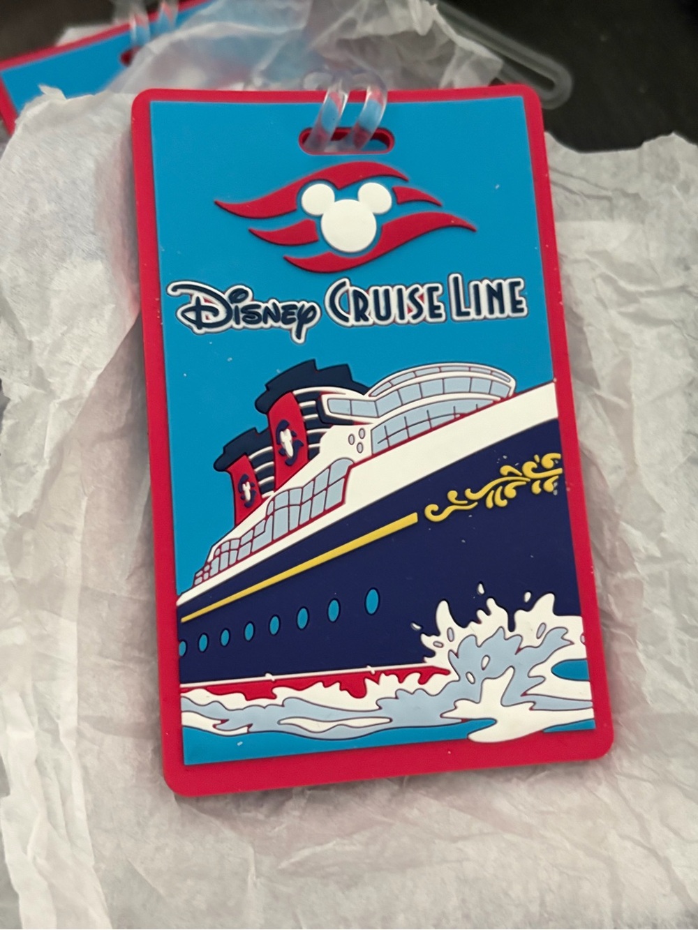 Disney Cruise Line Luggage Tags in Blue, Red & Gold with Cruise Line Graphic